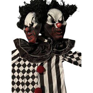 Kids Size L Two-Headed Evil Clown Costume Harlequin Outfit Jumpsuit Child 10-12